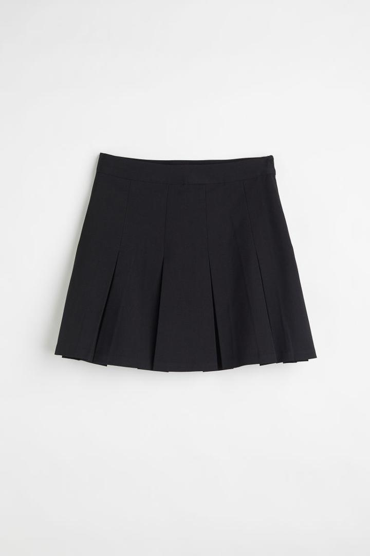 H & M - Pleated Twill Skirt - Black