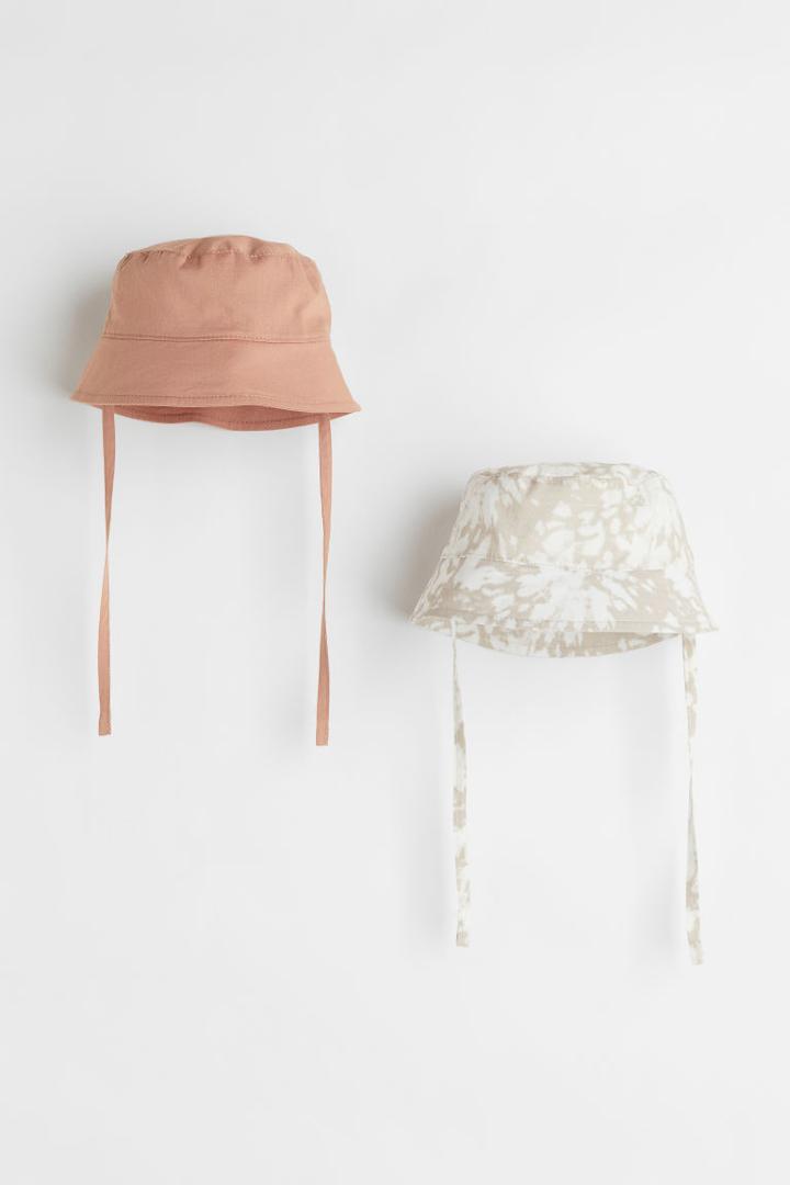 H & M - 2-pack Cotton Sun Hats - White