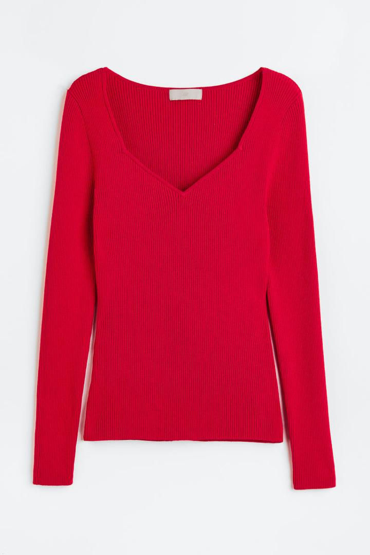 H & M - Rib-knit Top - Red