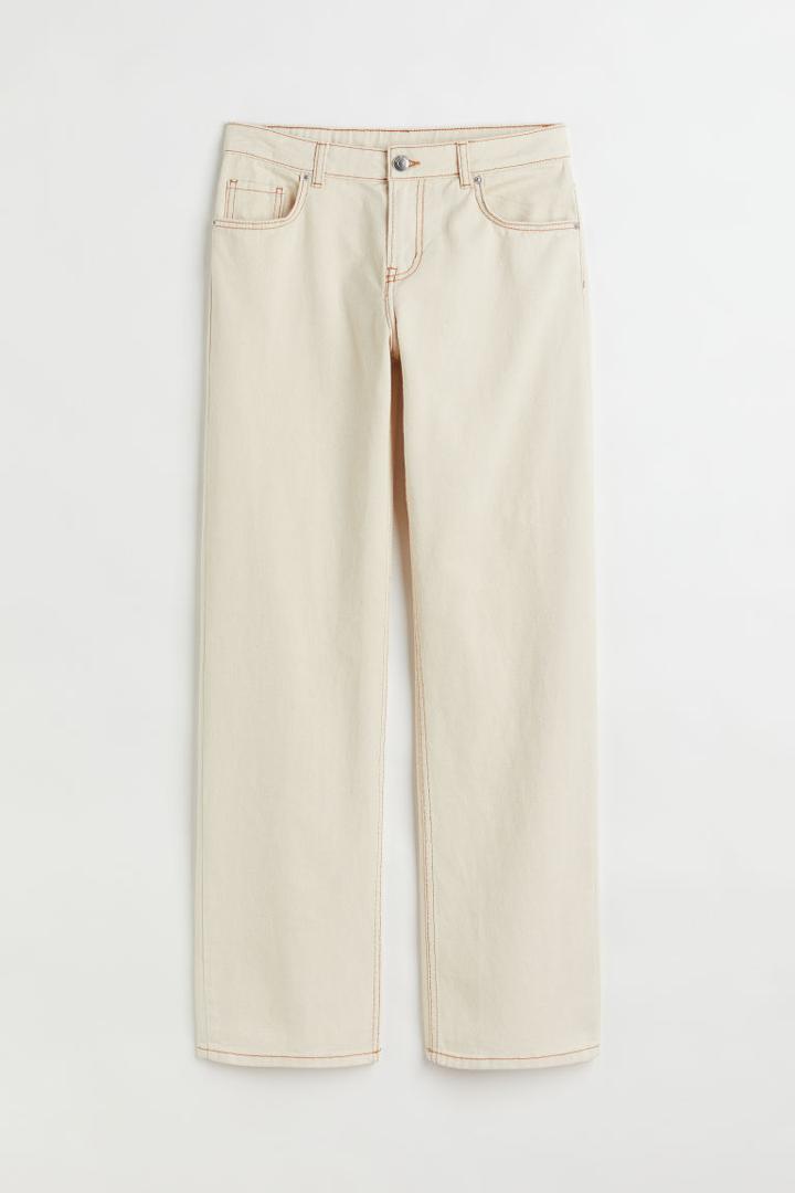 H & M - Wide-leg Twill Pants - White