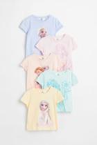 H & M - 5-pack Printed Jersey Tops - Yellow