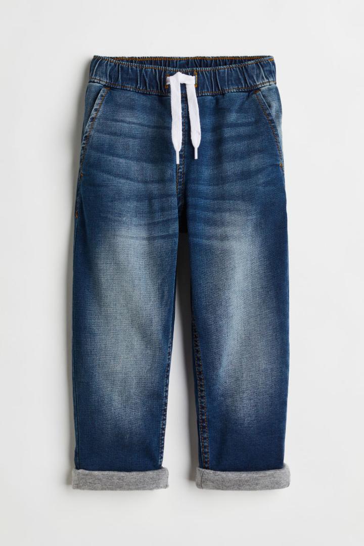 H & M - Lined Denim Joggers - Blue
