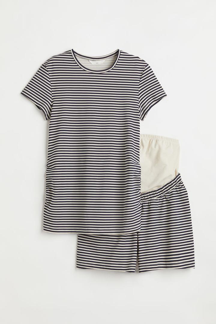 H & M - Mama 2-piece T-shirt And Shorts Set - White