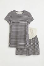 H & M - Mama 2-piece T-shirt And Shorts Set - White