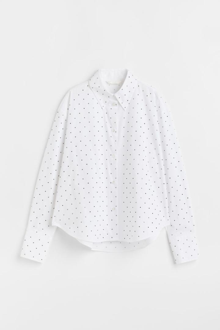 H & M - Stud-detail Shirt - White