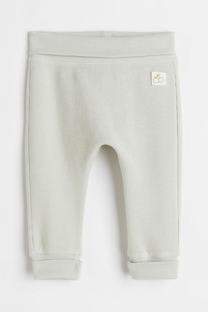 H & M - Foldover-cuff Leggings - Green