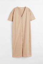 H & M - Button-front Jersey Dress - Beige