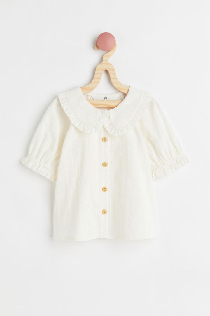H & M - Cotton Seersucker Blouse - White