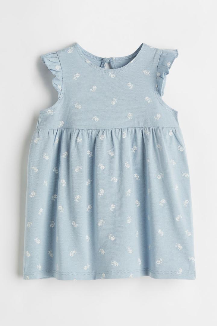 H & M - Ruffle-trimmed Jersey Dress - Blue