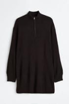 H & M - H & M+ Zip-top Rib-knit Dress - Black