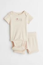 H & M - 2-piece Cotton Sibling Set - Beige