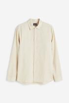 H & M - Regular Fit Linen-blend Shirt - White