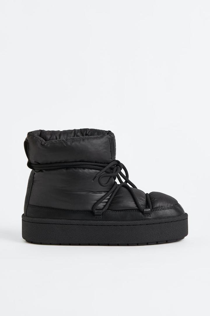 H & M - Laced Padded Boots - Black