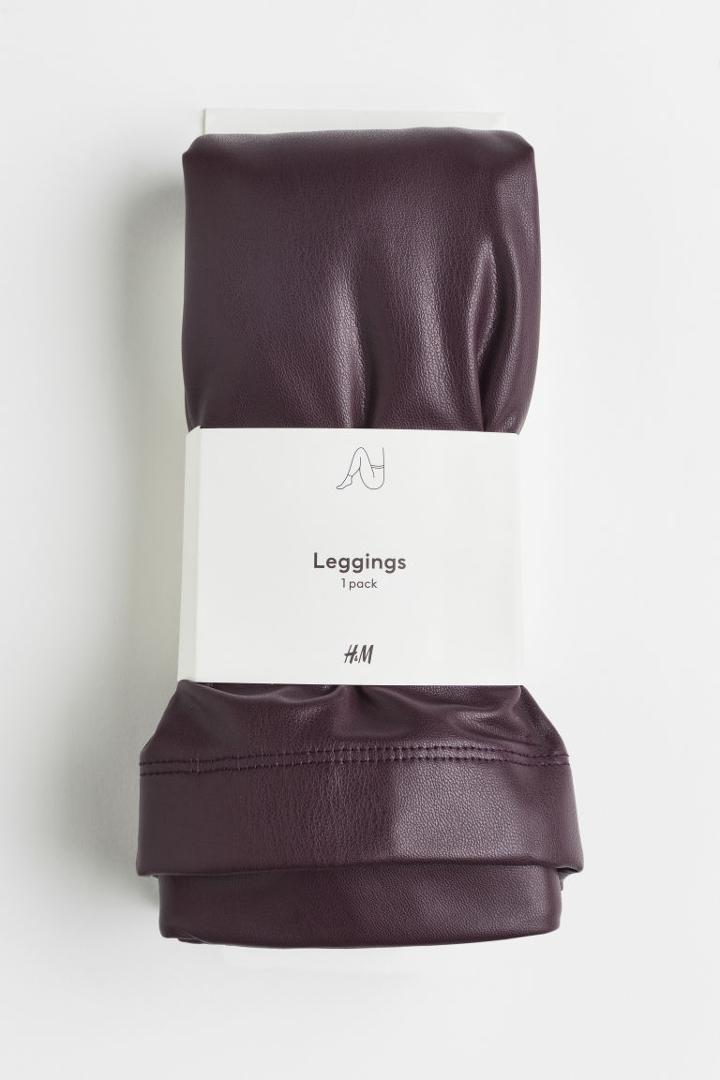 H & M - Faux Leather Leggings - Purple