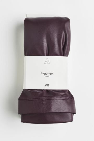 H & M - Faux Leather Leggings - Purple