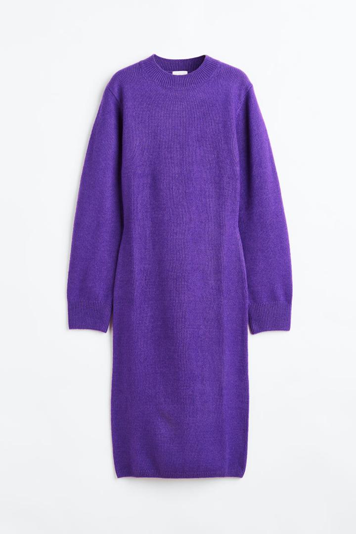 H & M - Knit Bodycon Dress - Purple