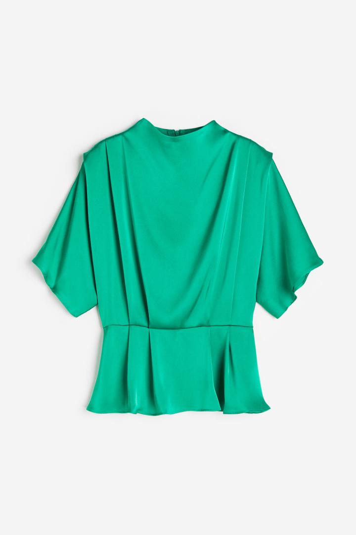 H & M - Peplum Blouse - Green