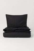 H & M - Linen Twin Duvet Cover Set - Black