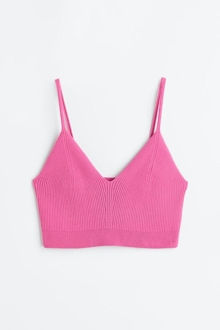 H & M - Viscose-blend Crop Top - Pink