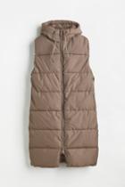 H & M - Hooded Puffer Vest - Brown
