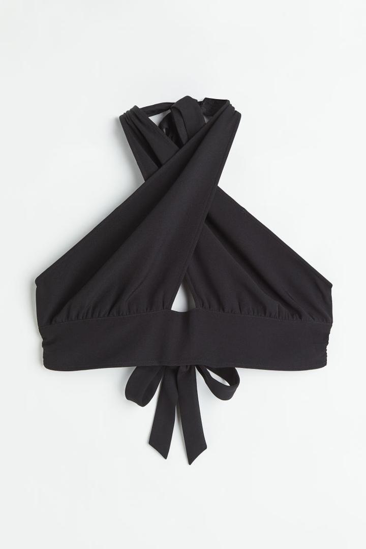 H & M - Halterneck Crop Top - Black