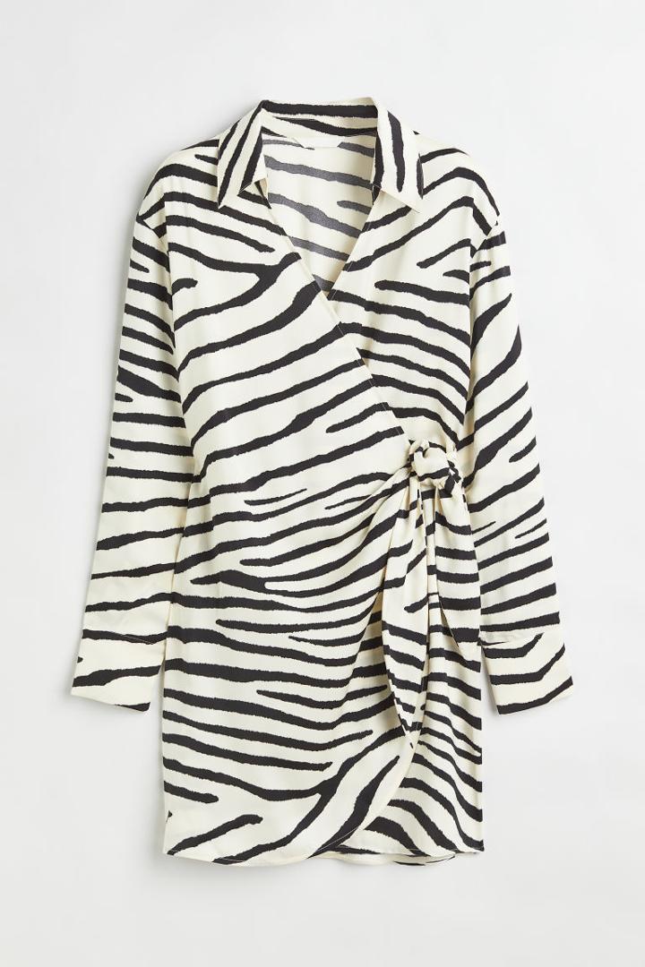 H & M - Satin Wrapover Shirt Dress - Orange