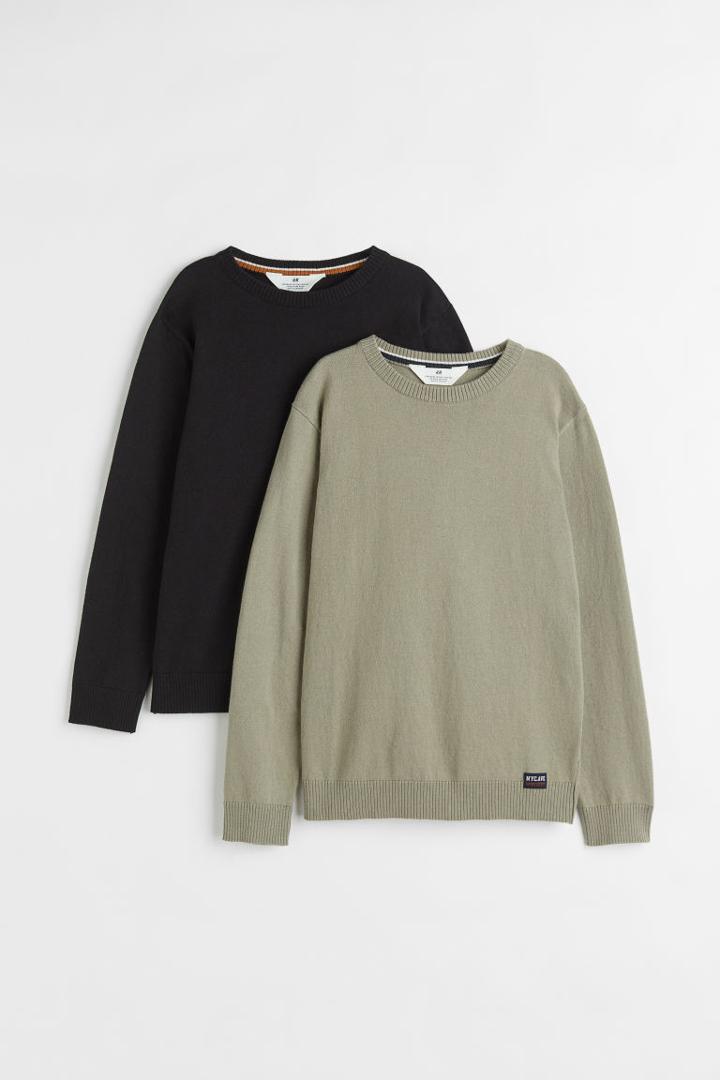 H & M - 2-pack Fine-knit Sweaters - Black