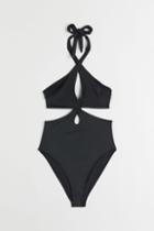 H & M - High-leg Halterneck Swimsuit - Black