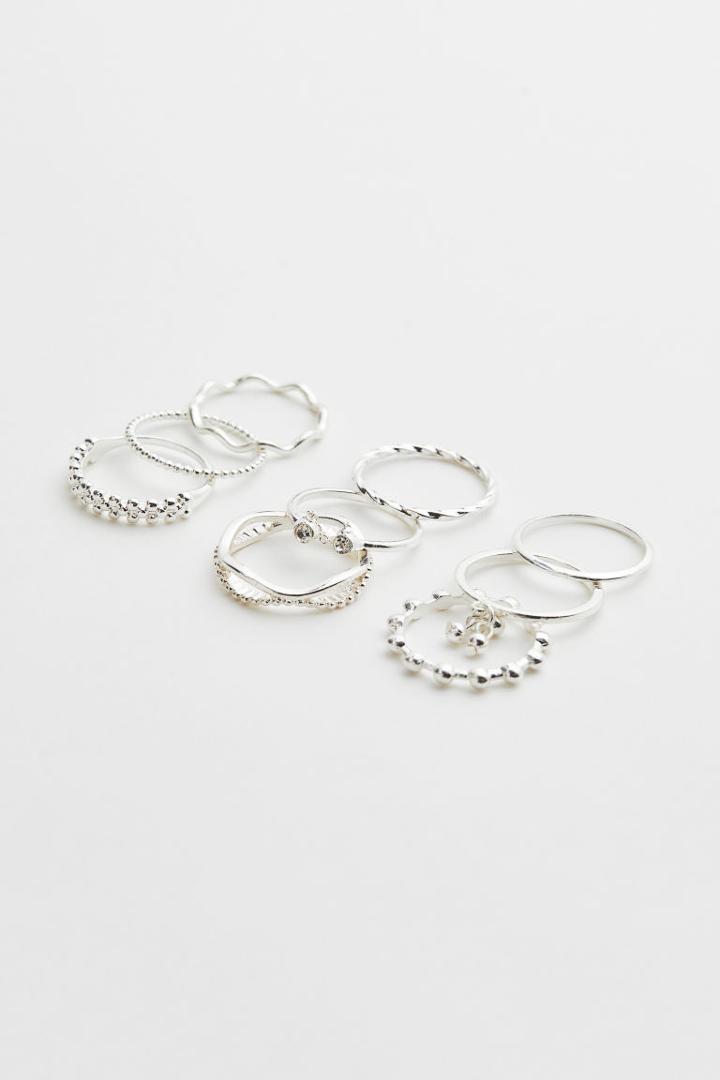 H & M - 9-pack Rings - Silver