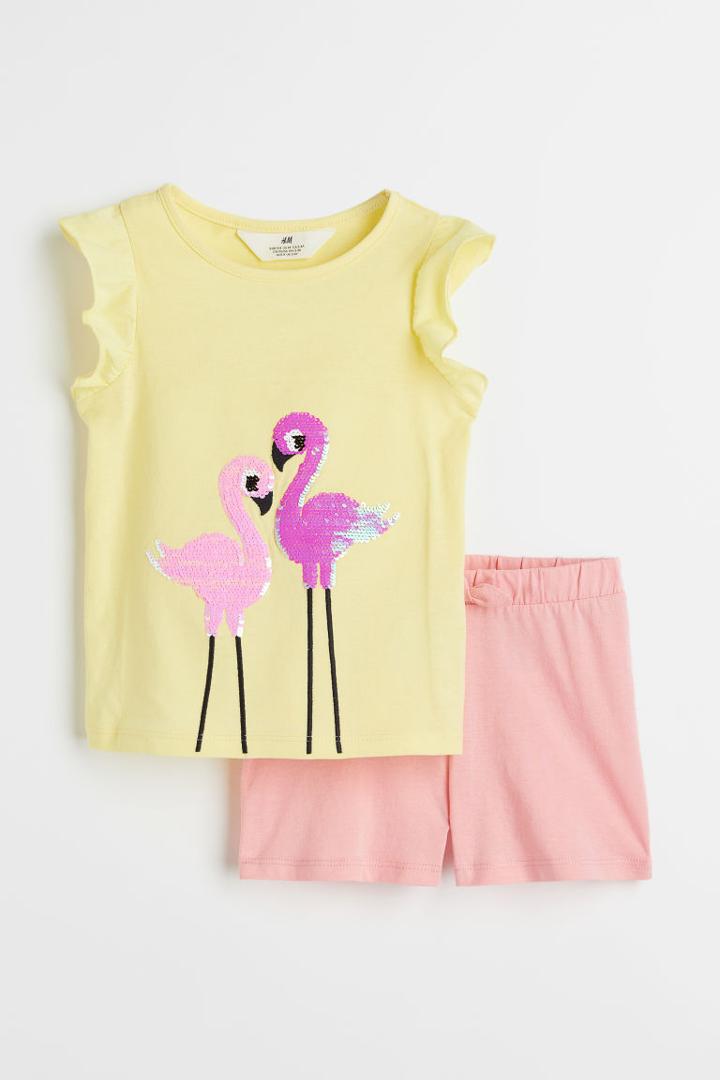 H & M - 2-pack Motif-detail Set - Yellow