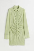 H & M - Draped Shirt Dress - Green