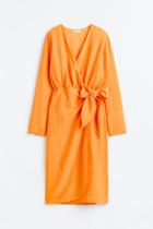 H & M - Tie-detail Wrap Dress - Orange