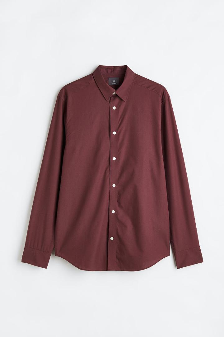 H & M - Regular Fit Cotton Shirt - Red