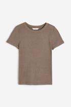 H & M - Ribbed Modal-blend T-shirt - Brown