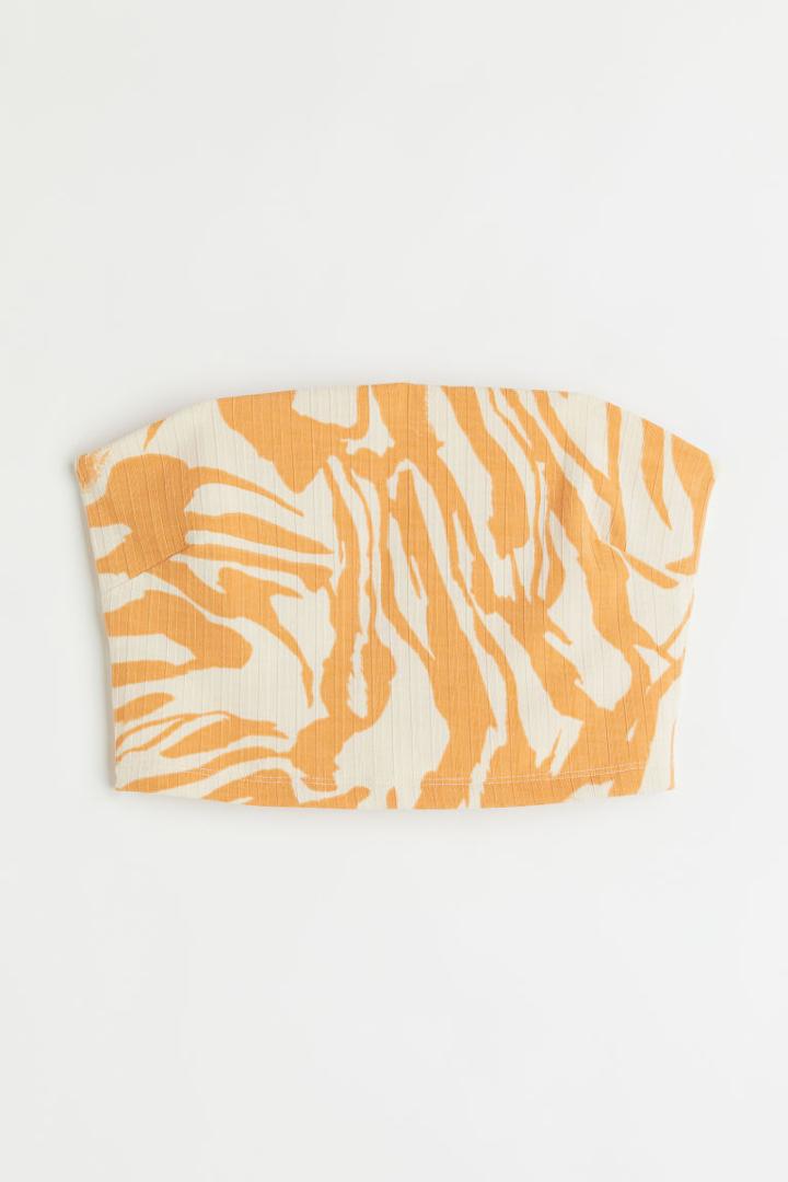 H & M - Jersey Crop Tube Top - Yellow