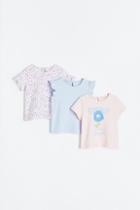 H & M - 3-pack Cotton Tops - Pink