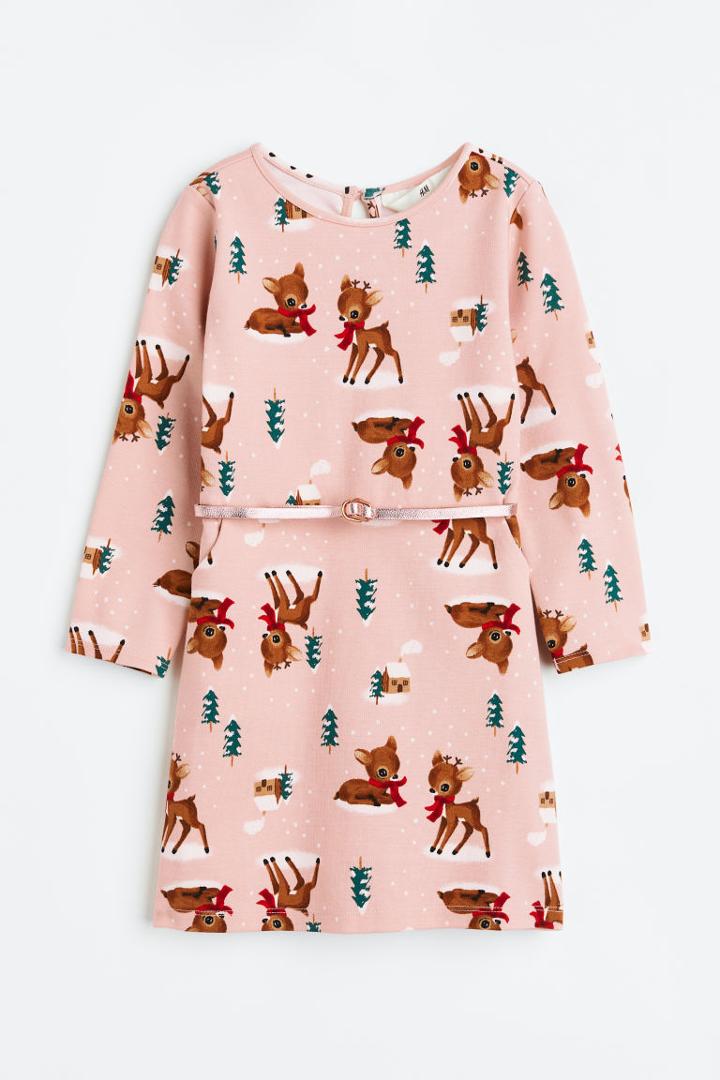 H & M - Belted Jersey Dress - Orange