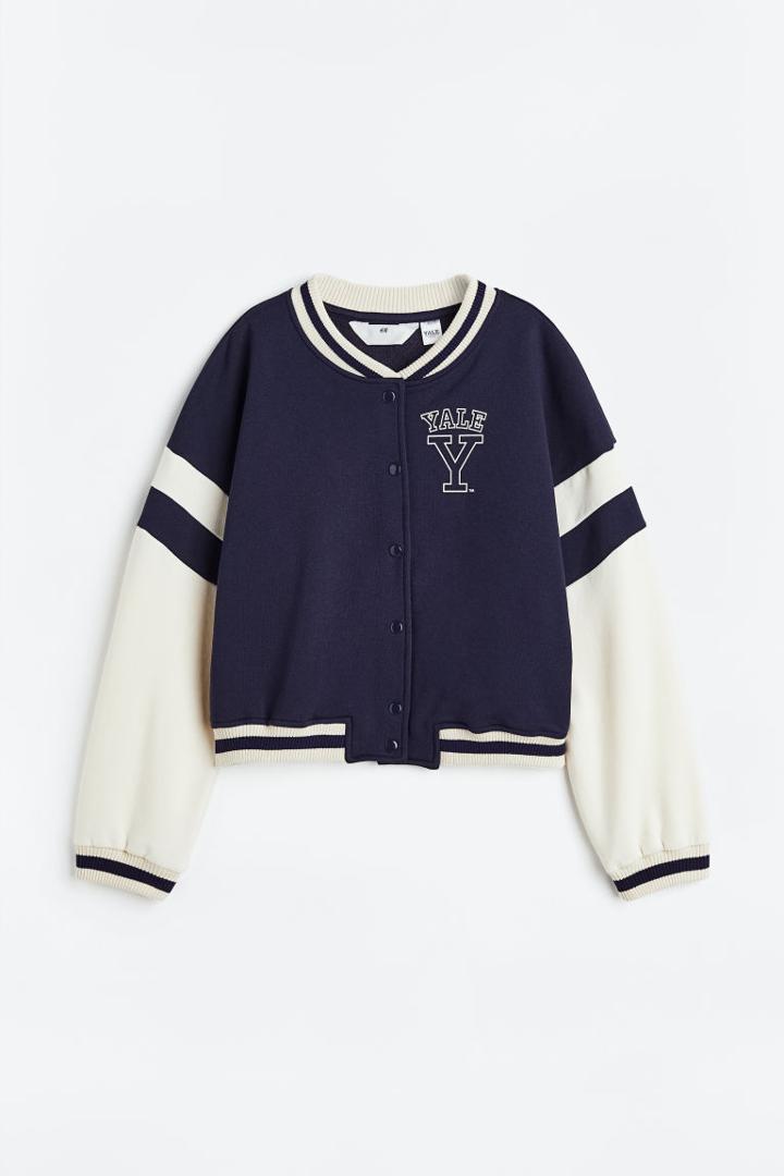 H & M - Print-motif Baseball Jacket - Blue