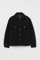 H & M - Oversized Faux Shearling Jacket - Black