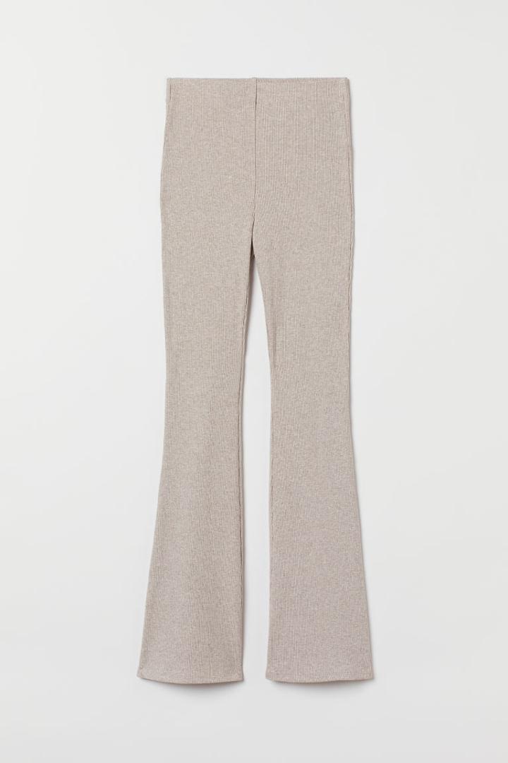 H & M - Ribbed Leggings - Beige