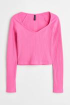H & M - Rib-knit Top - Pink