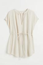 H & M - Mama Tie-belt Blouse - Beige