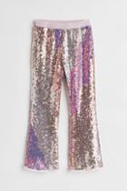 H & M - Flared Sequined Leggings - Pink