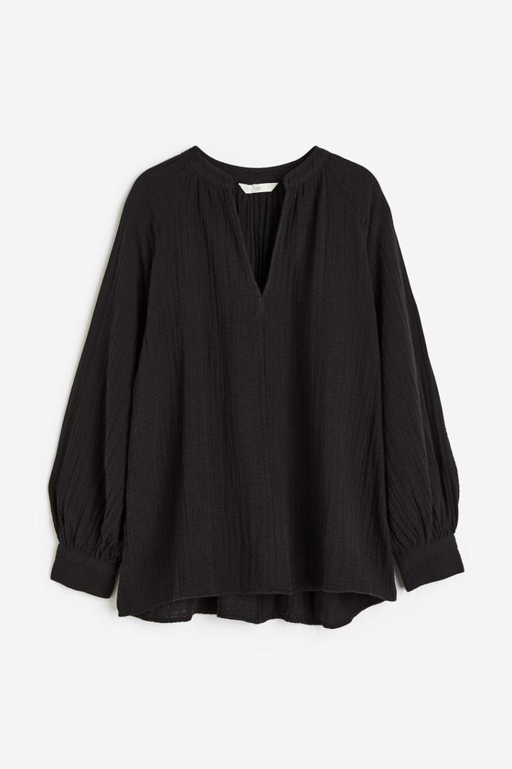 H & M - Double-weave Blouse - Black