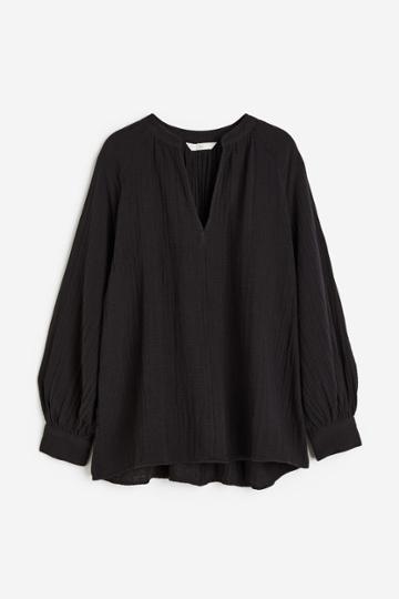 H & M - Double-weave Blouse - Black