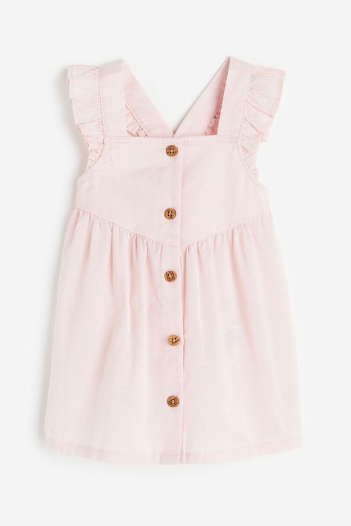 H & M - Ruffle-trimmed Cotton Dress - Pink