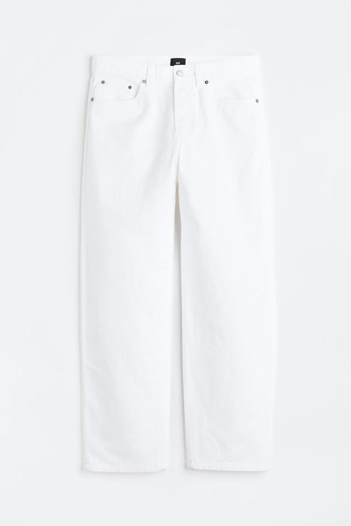 H & M - Loose Fit 5-pocket Twill Pants - White