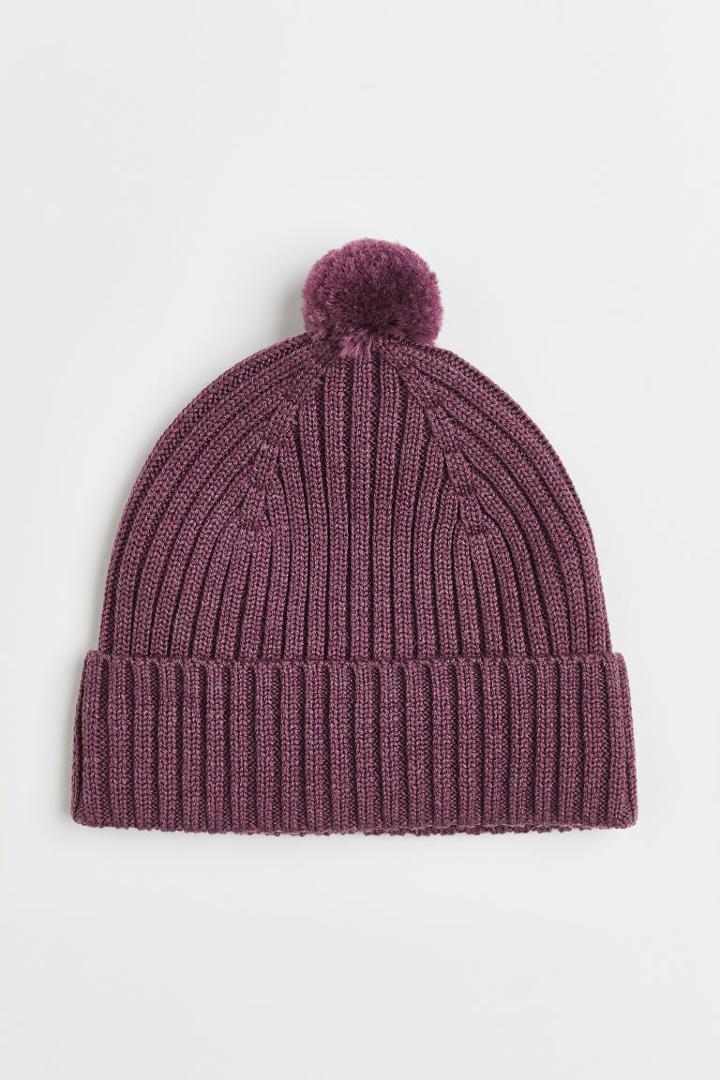 H & M - Rib-knit Wool Hat - Red