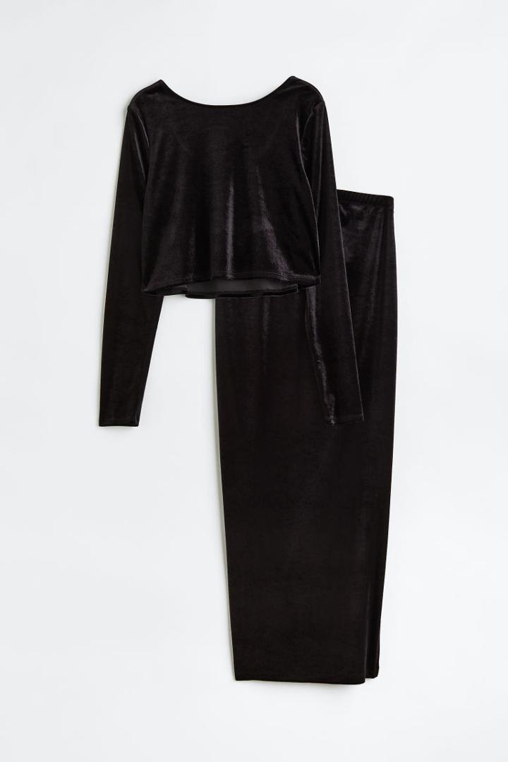 H & M - Mama 2-piece Velour Set - Black
