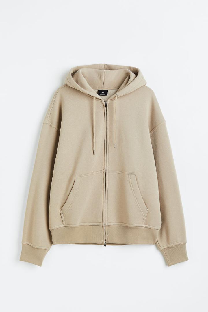 H & M - Oversized Fit Hooded Jacket - Brown